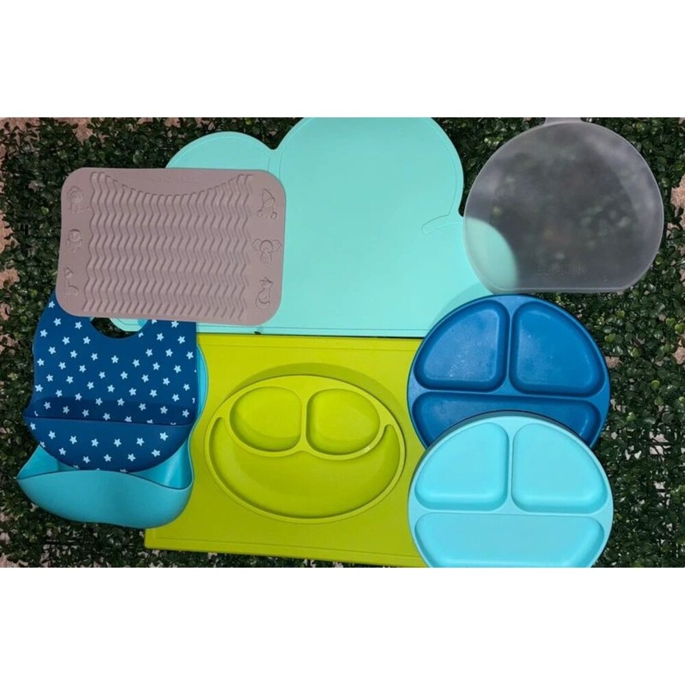 Bumkins, ez-pz, cloud island, dream bear, handfullz, baby plates, tray, mats bib
